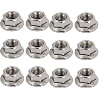 sourcing map 12pcs Tuerca de brida hexagonal de acero inoxidable M10 x 1-25 mm rosca métrica fina 304